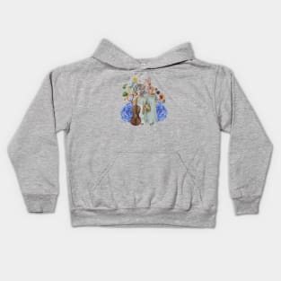 rabbit & cat collage art Kids Hoodie